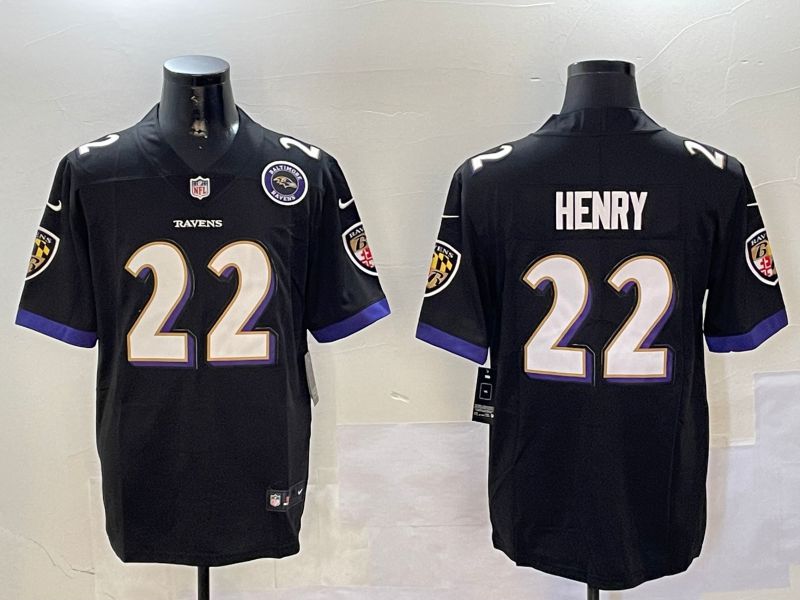 Men Baltimore Ravens #22 Henry Black Second generation 2024 Nike Limited NFL Jersey style 2->miami dolphins->NFL Jersey
